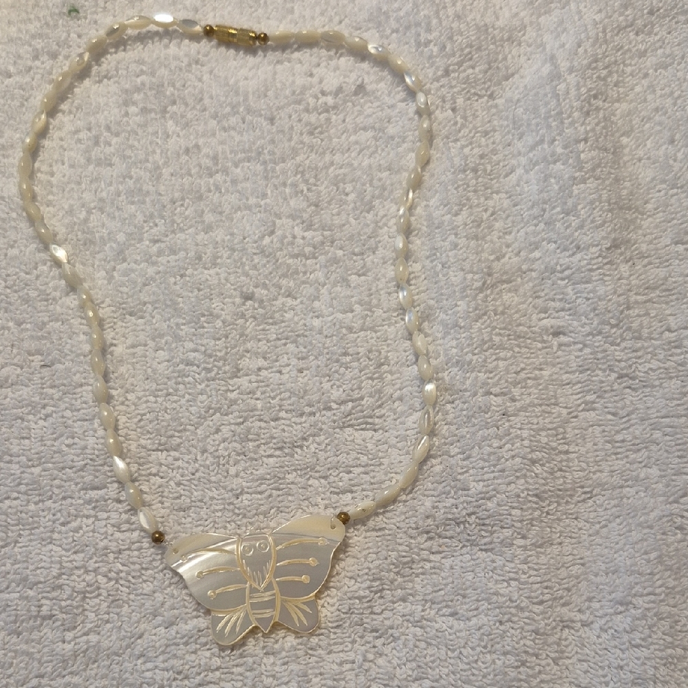 Elegant Butterfly Necklace in Cream